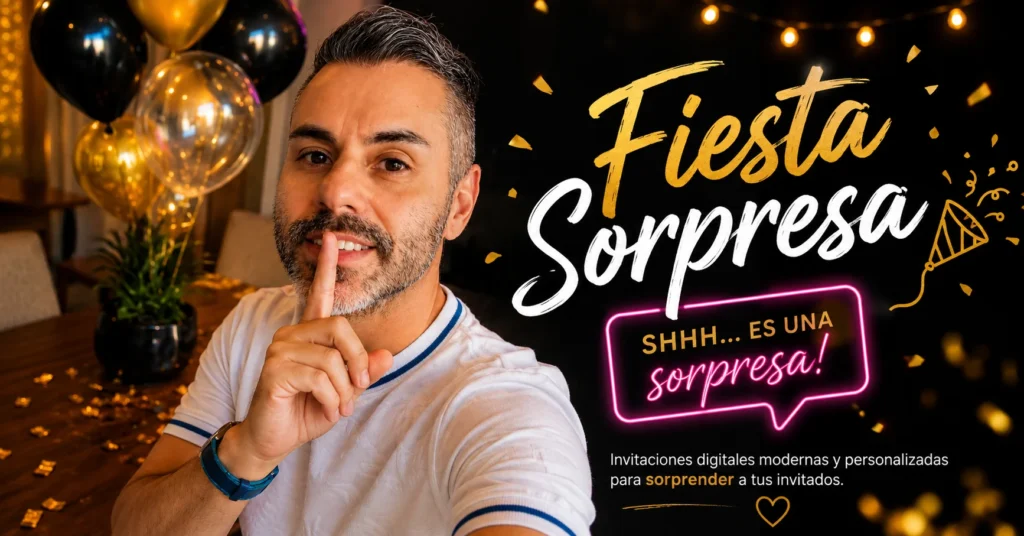 Invitaciones digitales para fiesta sorpresa personalizadas