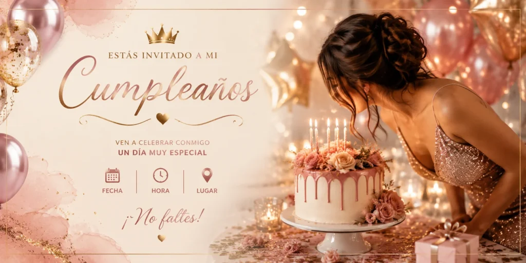 Invitaciones digitales para cumpleaños elegantes y personalizadas